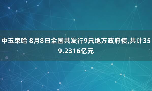 中玉束哈 8月8日全国共发行9只地方政府债,共计359.2316亿元