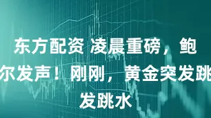 东方配资 凌晨重磅，鲍威尔发声！刚刚，黄金突发跳水